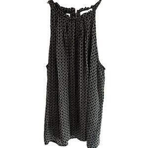 Cynthia Rowley 100% Silk Sleeveless Blouse Women’s Large Black White Geometric